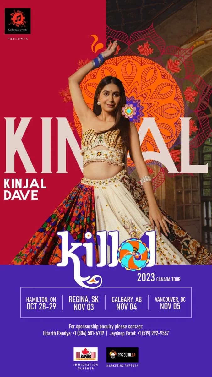 Kinjal Dave: Killol · Canada Tour 2023 — original promotional artwork