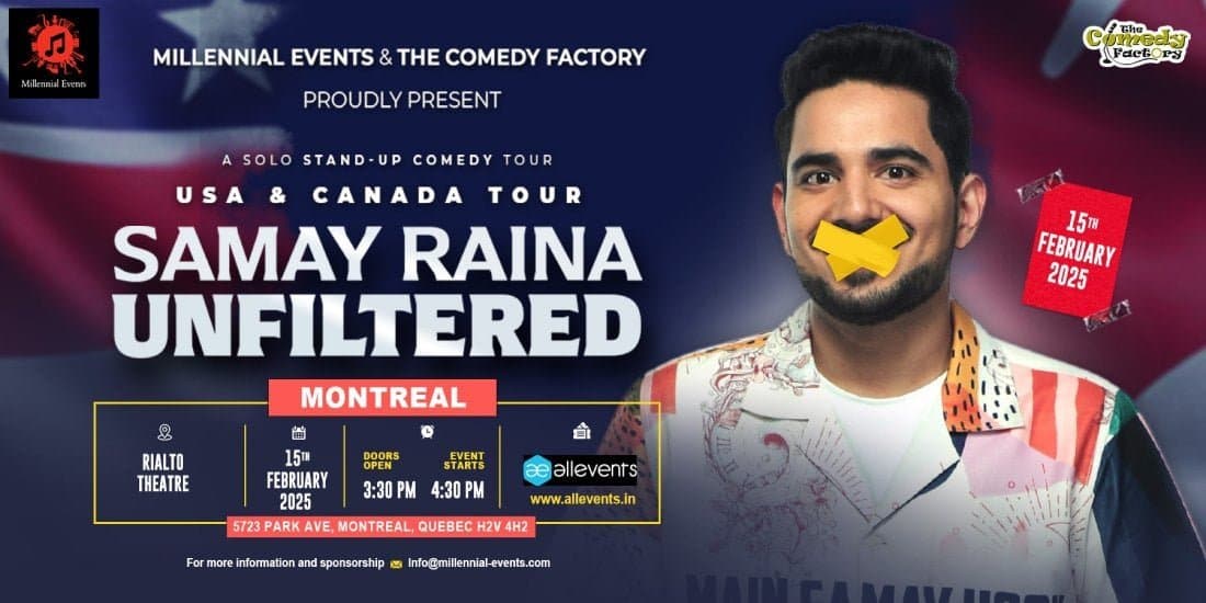 Samay Raina: Unfiltered · North America Tour 2025 — original promotional artwork